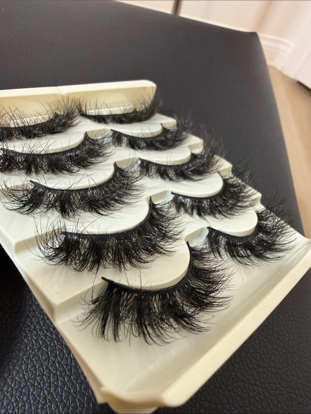 Dramatic Black 5-Pair Fluffy Faux Mink False Eyelashes - Multi-Layer Volume